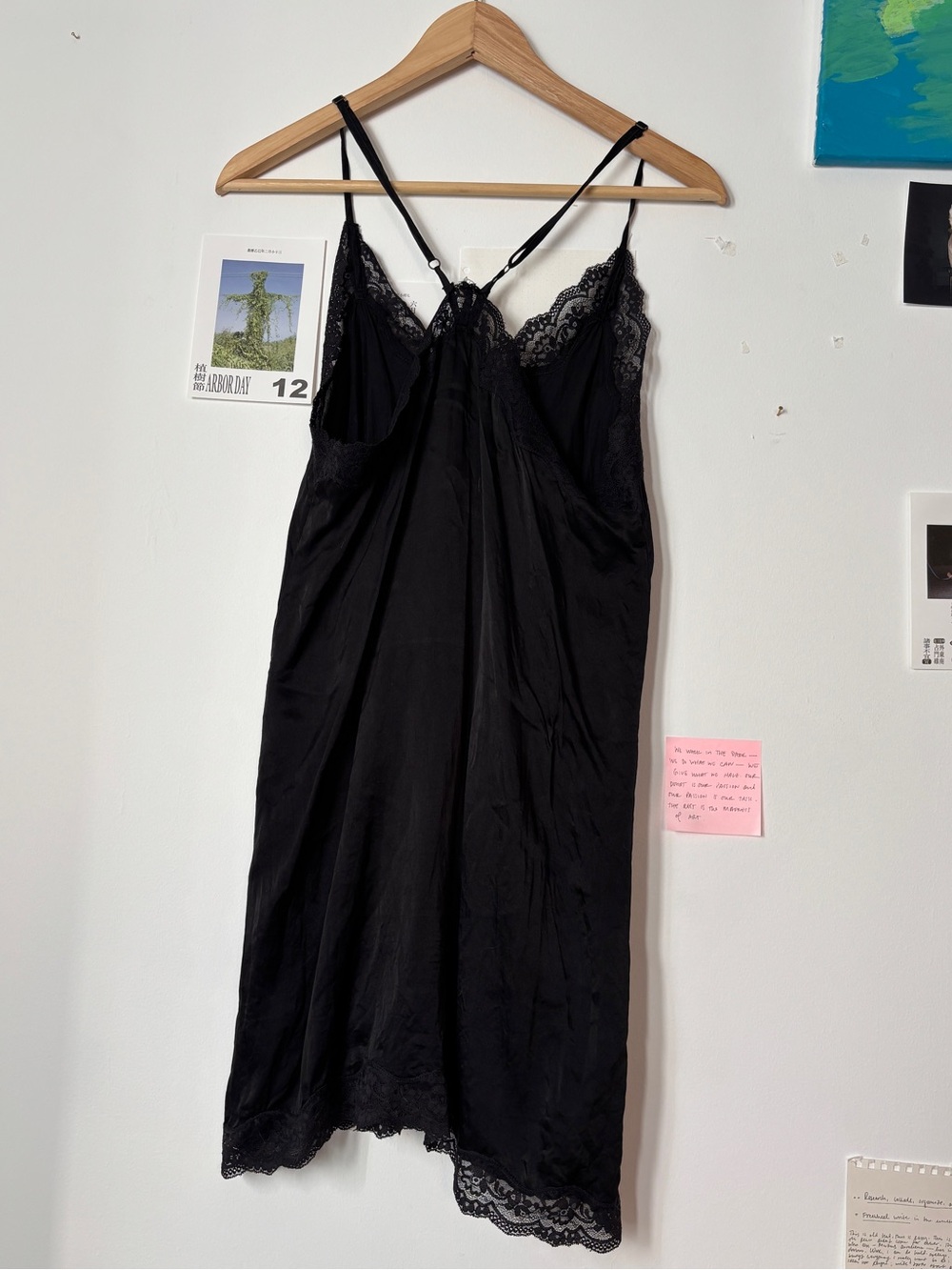 LOVE STORIES silk satin black slip dress